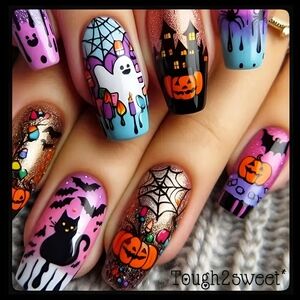 🆕️$8 OR 2 FOR $12~ HALLOWEEN THEMED 24 DESIGNER PRESS ON NAILS